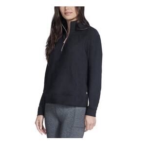 Skechers Womens Go Walk Luxe Ribbed Quarter Zip Pullover Black M NWT